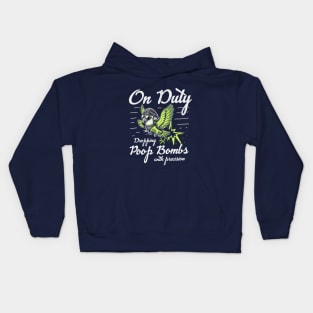 Quaker Parrot On Duty Dropping Poop Bombs Kids Hoodie